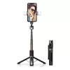 Selfie bot - levehető bluetooth távirányítóval, állvánnyal és 2 LED lámpával - P96D-2 FEKETE