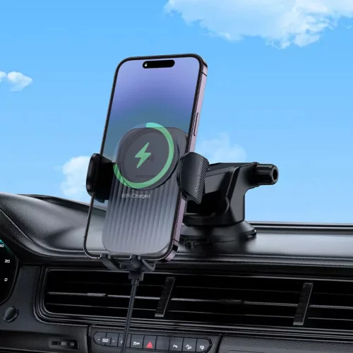 Borofone BH222 Vezeték nélküli töltéses autós telefontartó, fek-6941991119019 6 kép