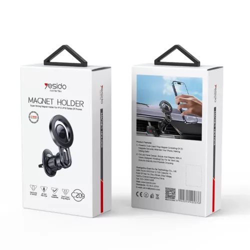 Yesido Mágneses autós tartó C209 Magsafe légbeömlőre fekete-6942314405376 7 kép