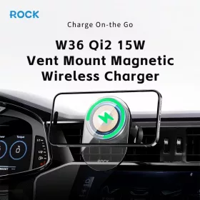 Rock mágneses autós tartó W36 Qi2 indukciós légkimeneti fekete,-6942433002036 2 kép