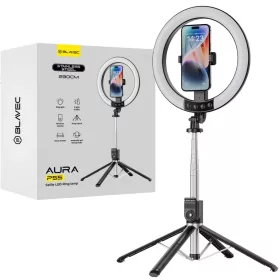   Blavec Selfie Ring lámpa Aura LED Ring P55 25cm állvány + távirányító + 2,3 méter (RLP55-TRB23) fekete