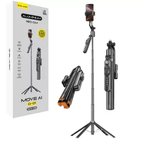   Blavec Selfie Bot Alumínium Move AI Q-01 Auto pop állvány + távirányító 1,80 méter (SSAQ01-APTRB180) fekete