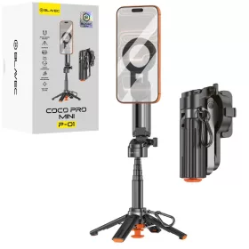   Blavec Selfie Stick Alumínium Coco PRO Mini P-01 Magsafe Auto pop quadripod + távirányító + tartó 0,48 méter (SSCPMP01-MQHB048) fekete