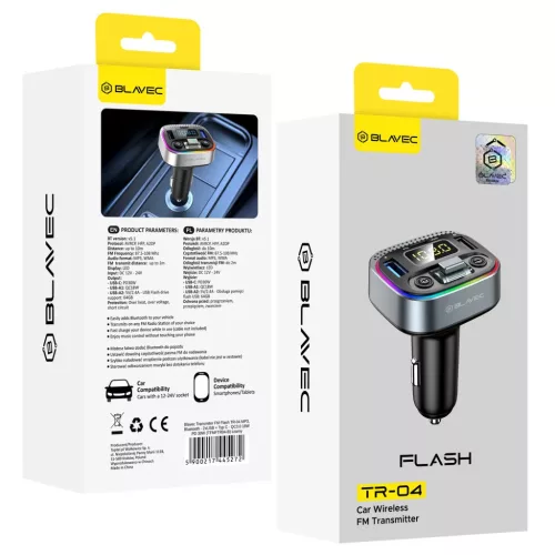 Blavec FM Transmitter Flash TR-04 MP3, Bluetooth - 2xUSB + Type C - QC-5900217445272 4 kép