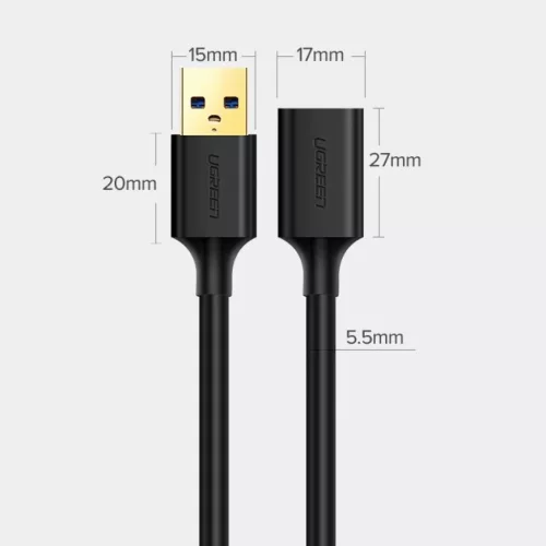 Ugreen USB 3.0 - USB 3.0 toldó kábel 1.5m fekete (US129 30126)-6957303831265 5 kép