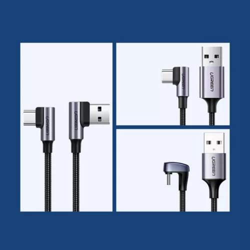Ugreen USB - USB Type C döntött végű QC3.0 3A 1m kábel szürke (U-6957303828562 5 kép