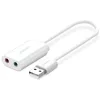 Ugreen USB 2.0 - 3.5mm mini jack külső hangkártya, adapter fehér (-6957303831432 2 kép