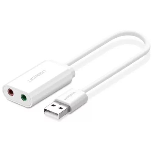 Ugreen USB 2.0 - 3.5mm mini jack külső hangkártya, adapter fehér (-6957303831432 2 kép