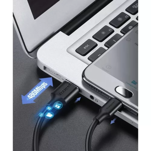 Ugreen USB - micro USB adat és töltő kábel 2.4A 480Mbps 1.5m feket-6957303861378 4 kép