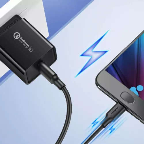 Ugreen USB - micro USB adat és töltő kábel 2.4A 480Mbps 1.5m feket-6957303861378 5 kép