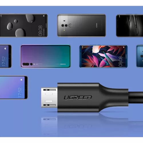 Ugreen USB - micro USB adat és töltő kábel 2.4A 480Mbps 1.5m feket-6957303861378 10 kép