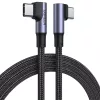 Ugreen Elbow Nylon harisnyázott USB Type C - USB Type C kábel döntött fejjel 1m 5A PD 100W fekete (US335 70696)