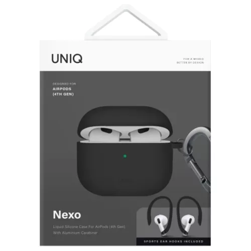 Uniq Nexo AirPods 4 + Ear Hooks szilikon tok - fekete-8886463691342 8 kép