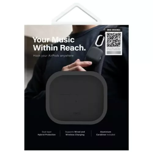 Uniq Nexo AirPods 4 + Ear Hooks szilikon tok - fekete-8886463691342 9 kép