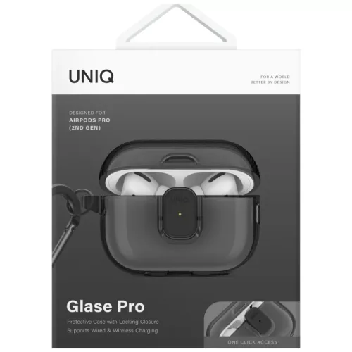 Uniq Glase Pro tok AirPods Pro 2-hez - Fekete-8886463693612 2 kép
