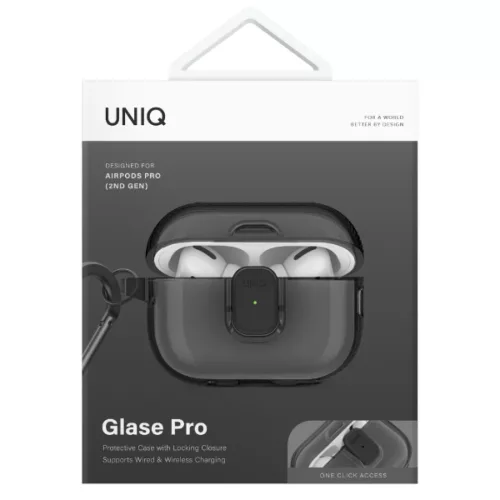 Uniq Glase Pro tok AirPods Pro 2-hez - Fekete-8886463693612 7 kép