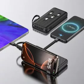 Wozinsky W11-B 10000mAh 10W Powerbank beépített kábelekkel és zseb-5907769388095 2 kép