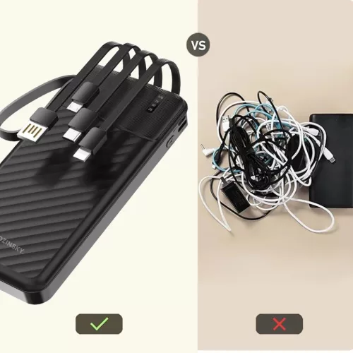Wozinsky W11-B 10000mAh 10W Powerbank beépített kábelekkel és zseb-5907769388095 5 kép