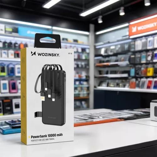 Wozinsky W11-B 10000mAh 10W Powerbank beépített kábelekkel és zseb-5907769388095 6 kép