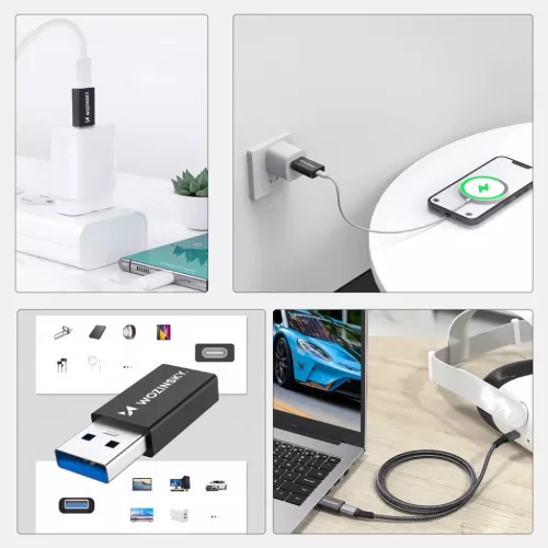 Wozinsky WAAC-01 USB-A - USB-C OTG Adapter - Fekete-5907769378980 2 kép
