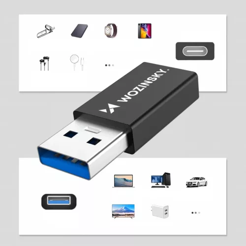 Wozinsky WAAC-01 USB-A - USB-C OTG Adapter - Fekete-5907769378980 5 kép