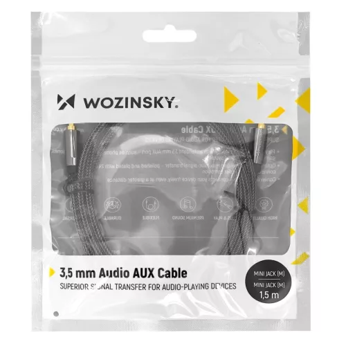 Wozinsky univerzális mini jack kábel 2x AUX kábel 1.5 m fekete-5907769307454 6 kép