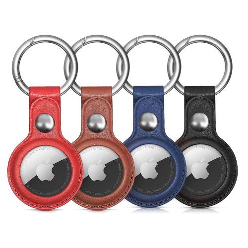 Apple AirTag PU bőrtok - Fekete, Barna, Piros, Kék - 4 darab