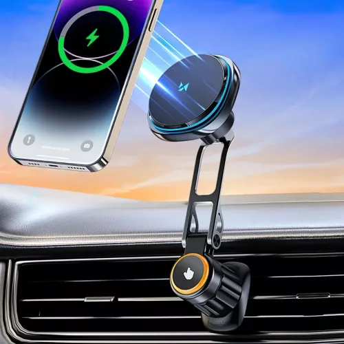 Wozinsky WCT5-6S2Y Car Holder with Qi/MagSafe 15W Inductive Charger fo-5907769372506 7 kép