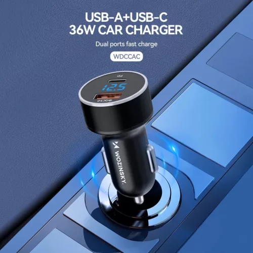 Wozinsky WDCCAC USB-C USB-A 36W autós töltő - fekete-5907769308505 6 kép