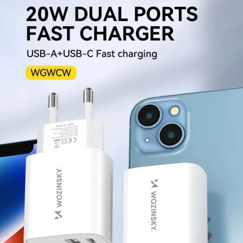 Wozinsky WGWCW USB-A USB-C 20W hálózati töltő - fehér-5907769308369 6 kép