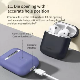 Baseus Airpods 1/2 Ultravékony szilikon tok pink (WIAPPOD-BZ04)-6953156295148 2 kép
