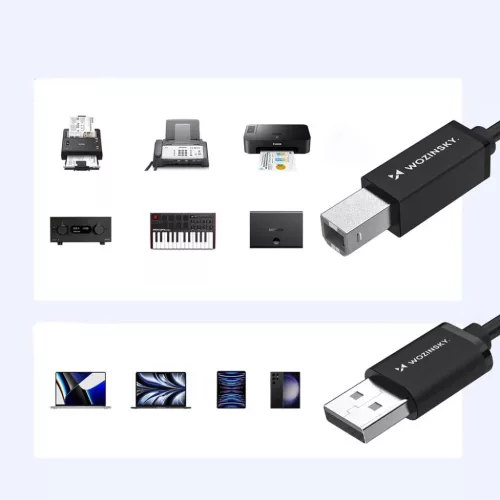 Wozinsky WKDDY3S USB-B - USB-A 480Mb/s Kábel 2m - Fekete-5907769376634 7 kép