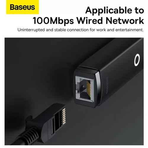Baseus USB - RJ45 (100 Mbps) átalakító adapter (WKQX000001) fekete-6932172606022 7 kép