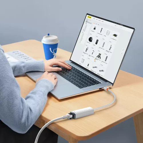 Baseus USB - RJ45 (100 Mbps) átalakító adapter (WKQX000002) fehér-6932172606039 8 kép
