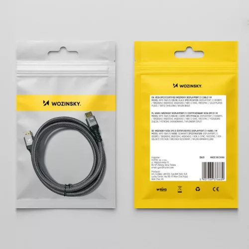 Wozinsky WPS-16AYL2S DisplayPort 2.1 kábel VESA tanúsítvánnyal 80 -5907769376672 10 kép