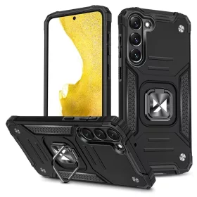   Wozinsky Ring Armor tok Samsung Galaxy S23+ páncélozott tok mágneses tartó gyűrű fekete