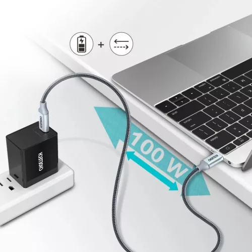 Choetech USB Type C - USB Type C kábel 5A 100W PD 480Mbps 1.8m szürk-6971824973099 3 kép