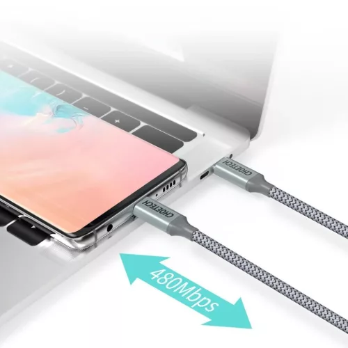 Choetech USB Type C - USB Type C kábel 5A 100W PD 480Mbps 1.8m szürk-6971824973099 4 kép