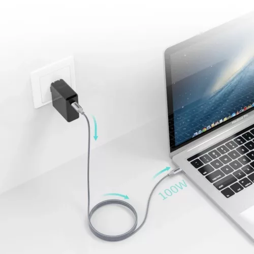 Choetech USB Type C - USB Type C kábel 5A 100W PD 480Mbps 1.8m szürk-6971824973099 7 kép