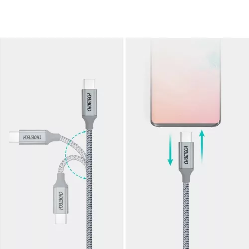 Choetech USB Type C - USB Type C kábel 5A 100W PD 480Mbps 1.8m szürk-6971824973099 8 kép