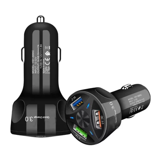 Univerzális autós töltő 3xUSB 20W/35W fekete- 1 kép