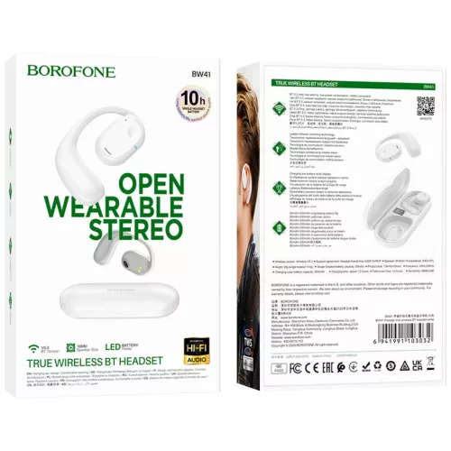 Borofone TWS Bluetooth fülhallgató BW41 Prestige Fehér-6941991103032 5 kép