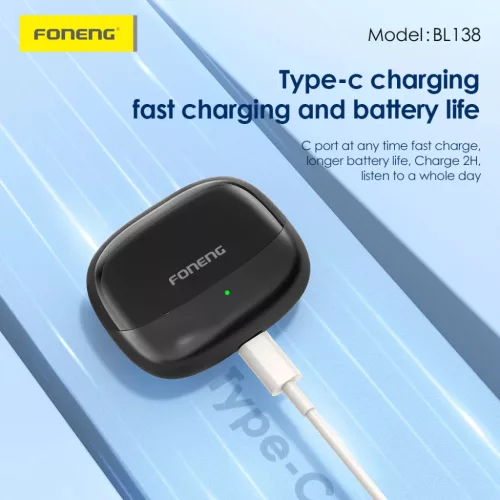 Foneng Bluetooth Fülhallgató TWS BL138 fekete-6970462511090 5 kép