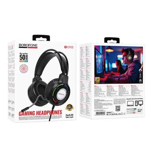 Borofone BO112 Wave gaming fejhallgató mikrofonnal fekete-6941991124648 8 kép