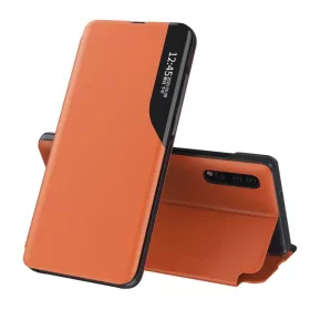   Eco Leather View Case intelligens fliptok Samsung A42 5G narancs