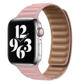   Apple Watch 4/5/6/7/8/SE/Ultra (42/44/45/49mm) rózsaszín Loop Leather bőr óraszíj mágneses
