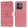 Honor 600 Lite dombornyomott napraforgó mintás bőr telefontok (róz- 4 kép