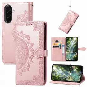Samsung Galaxy A57 5G mandala virágmintás dombornyomott bőr telefon- 1 kép
